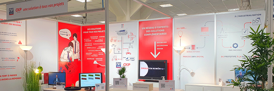 Le stand de l’association entre TVI Groupe et CKP Engineering au Forum Entreprise Défense 2021.