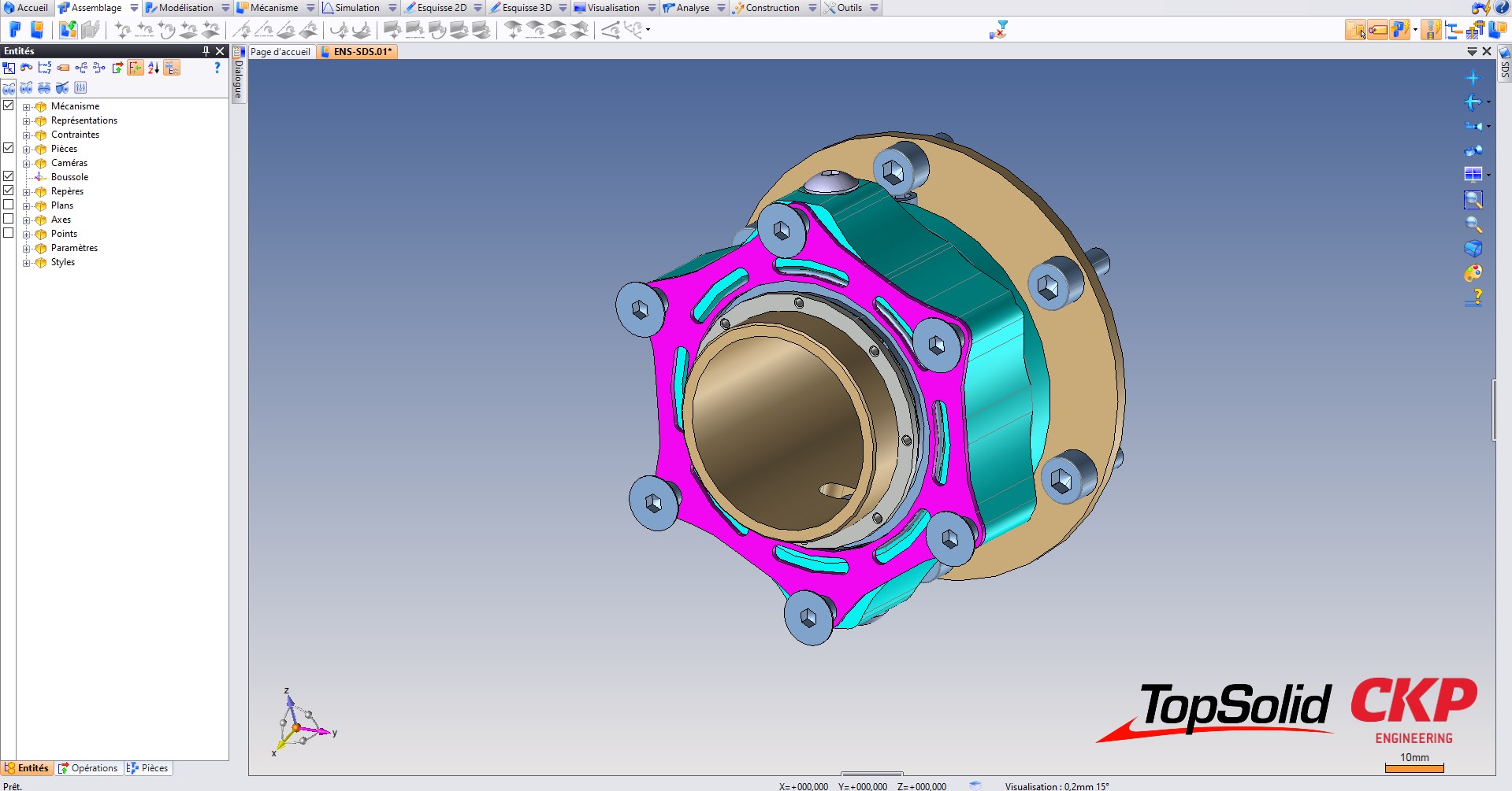 CAO du produit S.D.S sur le logiciel Top Solid Design'